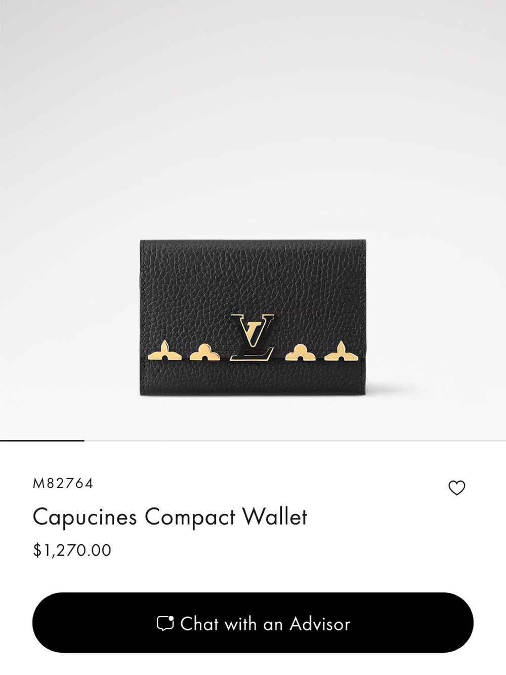 Louis Vuitton Capucines Compact Wallet in Black with Gold Hardware